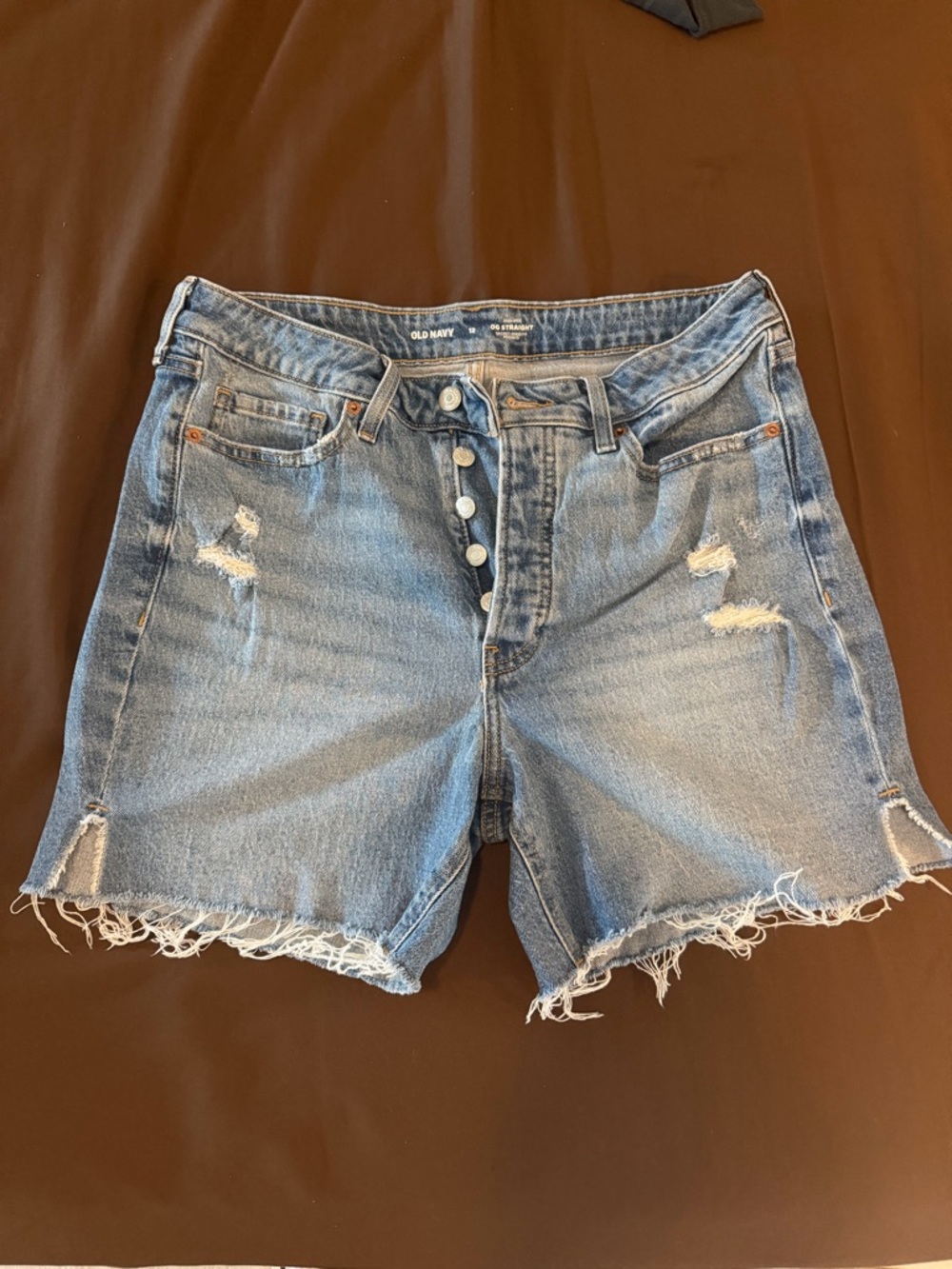 Old Navy Light Blue Distressed High-Rise Jean Shorts